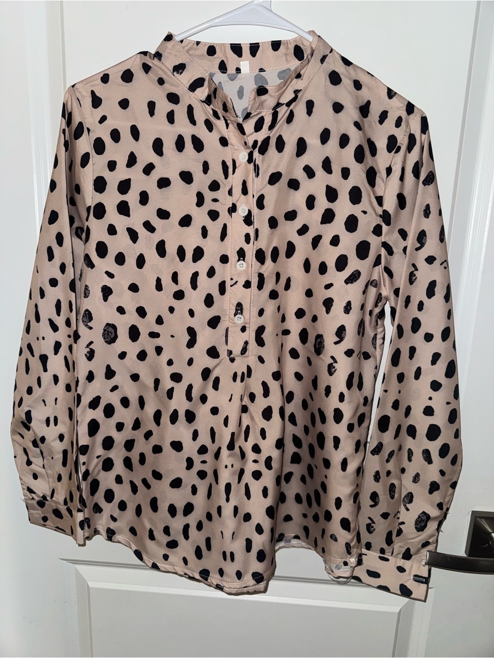 Beige Blouse with Black Spot Print
